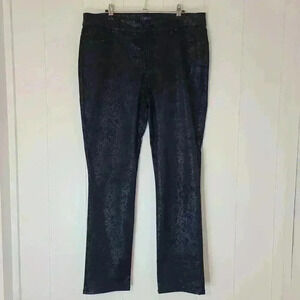 NYDJ Black Printed Jacquard Jeans EUC Size 14